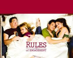 Official Rules of Engagement TV show logo starring Patrick Warburton and David Spade featuring Pint Pal product placement.